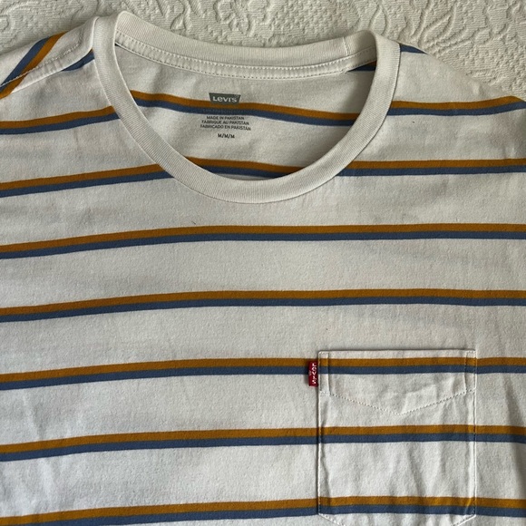 Levi's Men's White and Yellow Striped T-Shirt - Picture 3 of 7